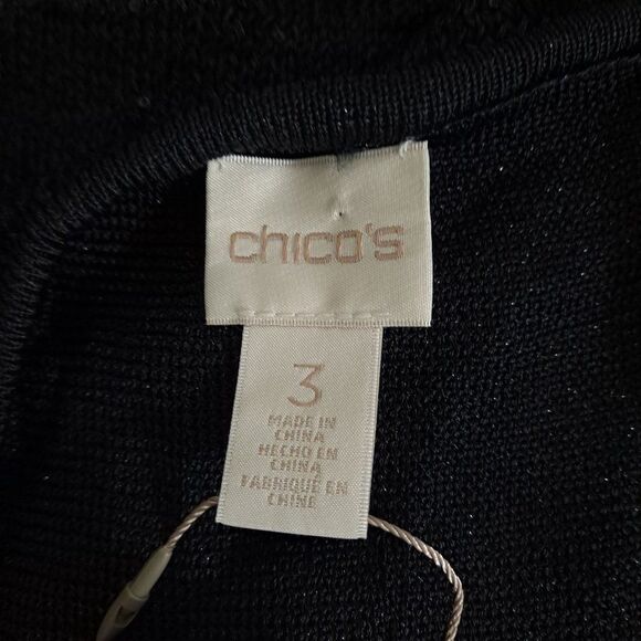 NWT Chicos Sequin Shiny Chrissy Cape Sleeveless Pullover Black Sweater - Picture 7 of 8